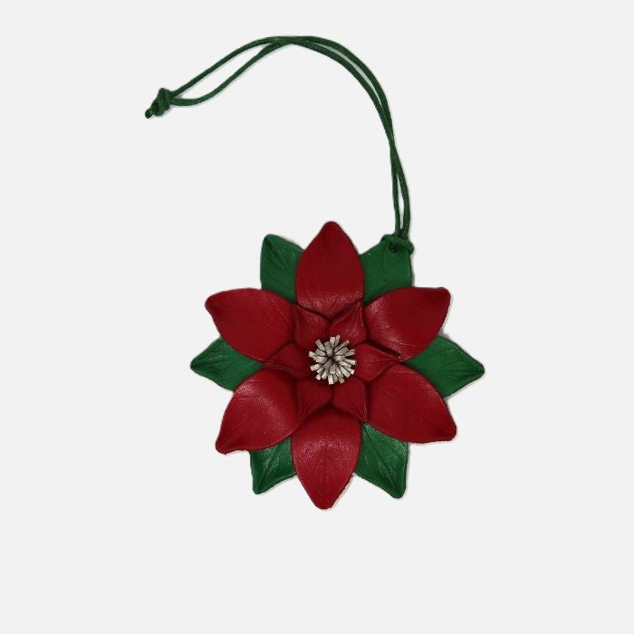 Leather Poinsettia Holiday Charm