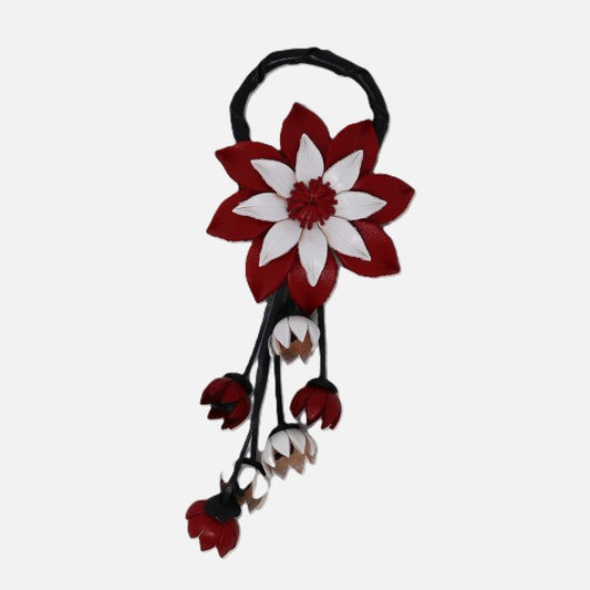 Large Leather Poinsettia Flower Purse Charm