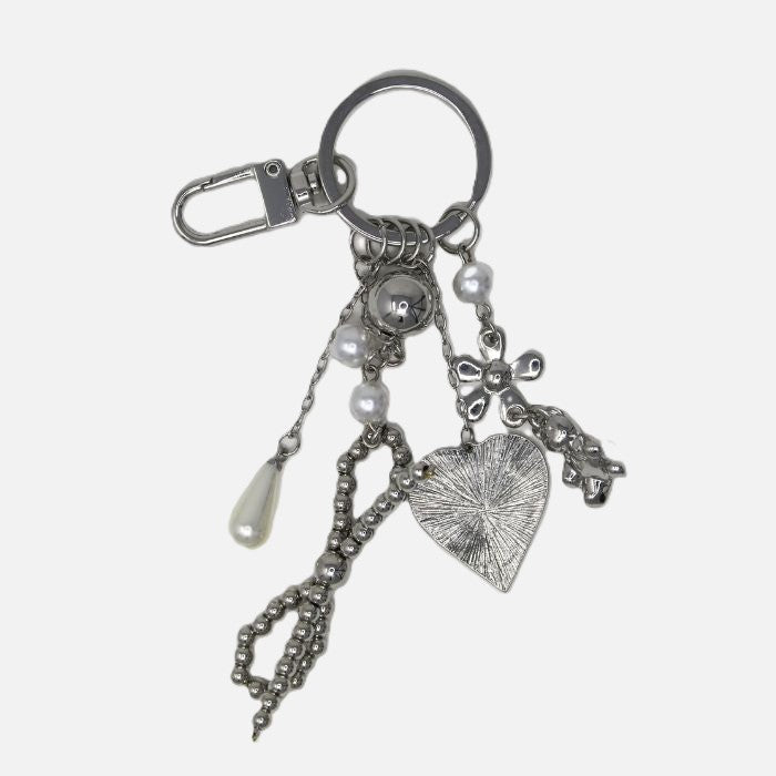 Silver Bear Heart Purse Charm