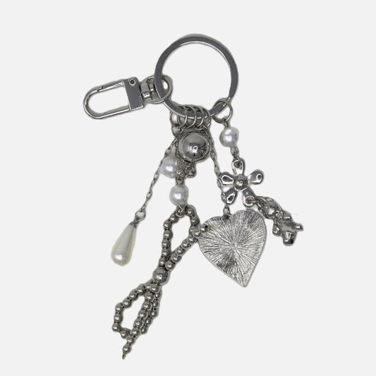 Silver Bear Heart Purse Charm