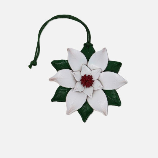 Leather Poinsettia Holiday Charm